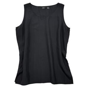 Vtg Silk Tank Top Sleeveless Blouse Relaxed Easy Fit Size L Black Minimal Summer